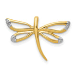 10k Yellow Gold Dragonfly Pendant with Openwork Wings and White Gold Accents