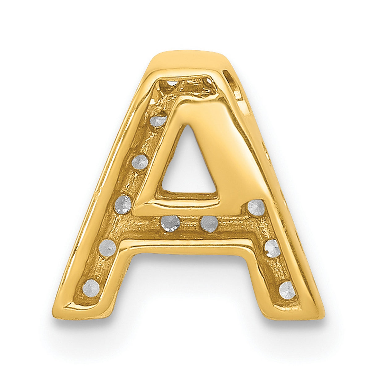 10k Yellow Gold Letter A Pendant with Cubic Zirconia, Alphabet Charm for Women