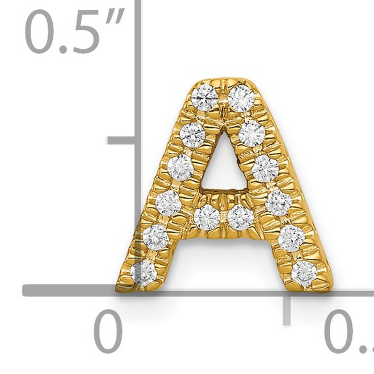 10k Yellow Gold Letter A Pendant with Cubic Zirconia, Alphabet Charm for Women