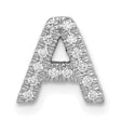 14k White Gold Diamond Letter A Pendant with Pavé Round Cut Diamonds