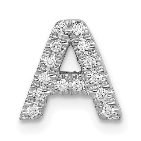 14k White Gold Diamond Letter A Pendant with Pavé Round Cut Diamonds