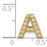 14k Yellow Gold Letter A Pendant Charm with Diamond and Cubic Zirconia Accents