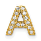 14k Yellow Gold Letter A Pendant Charm with Diamond and Cubic Zirconia Accents