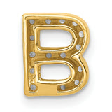 10k Yellow Gold Letter B Pendant Charm with Cubic Zirconia, Block Initial Design