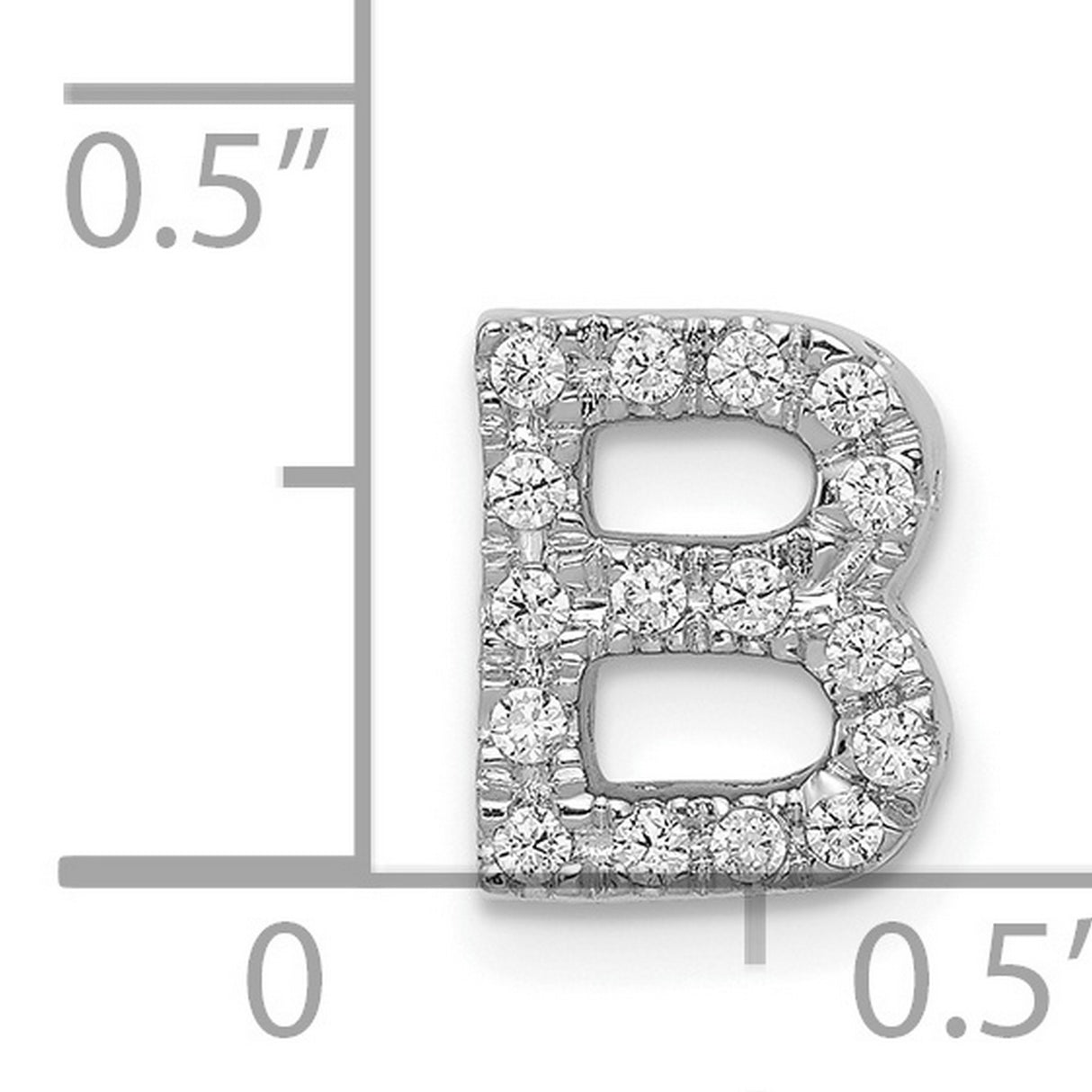 14k White Gold Diamond Letter B Pendant, Custom Monogram Charm for Women or Unisex Wear