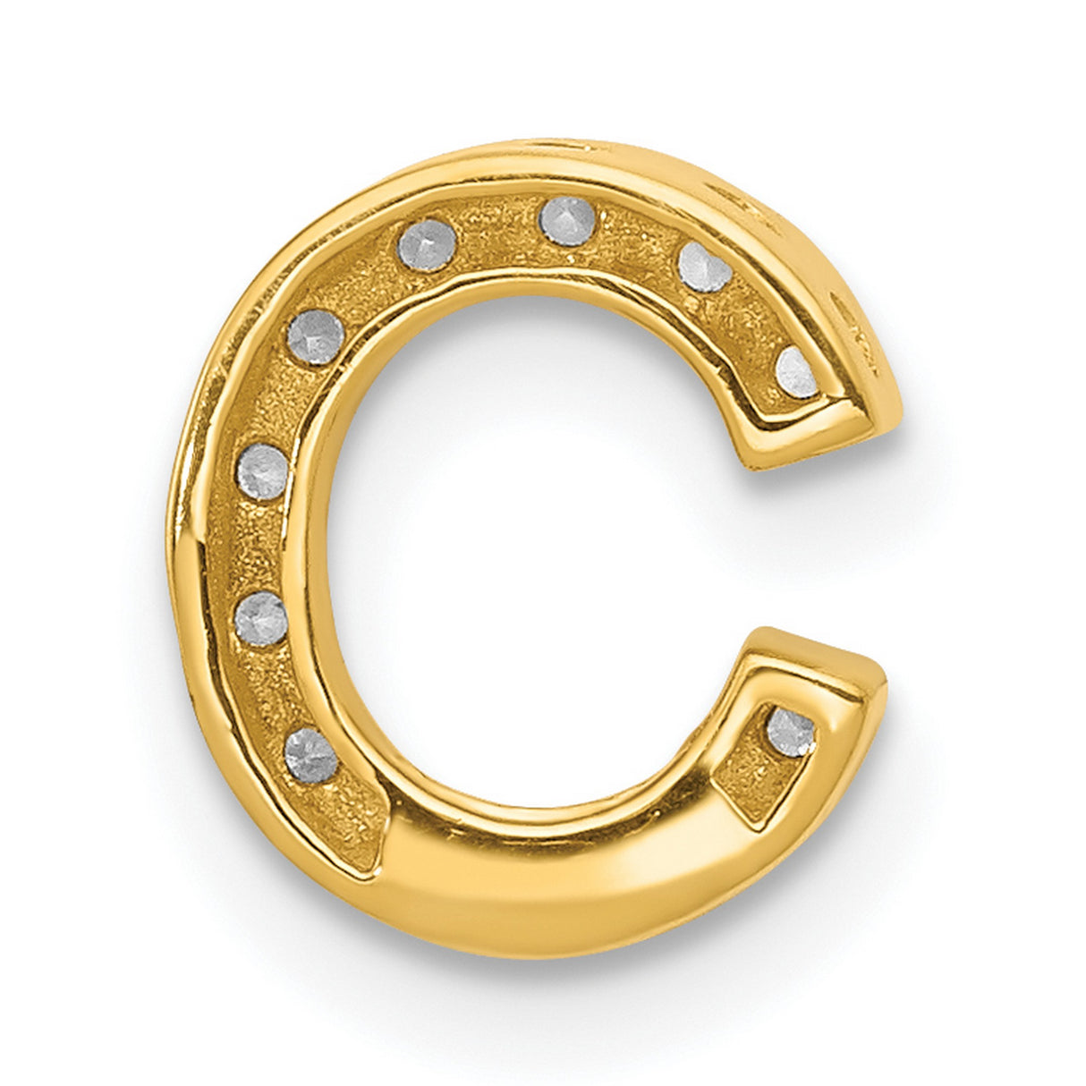 10k Yellow Gold Letter C Pendant with Cubic Zirconia, Monogram Alphabet Charm for Women