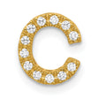 10k Yellow Gold Letter C Pendant with Cubic Zirconia, Monogram Alphabet Charm for Women