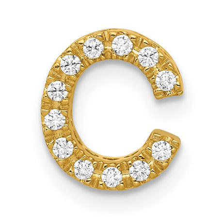 10k Yellow Gold Letter C Pendant with Cubic Zirconia, Monogram Alphabet Charm for Women