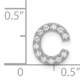 14k White Gold Diamond Initial C Pendant Charm, Script Letter Design for Women