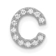 14k White Gold Diamond Initial C Pendant Charm, Script Letter Design for Women