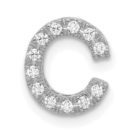14k White Gold Diamond Initial C Pendant Charm, Script Letter Design for Women