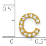 14k Yellow Gold Diamond Initial C Pendant Charm, Block Letter Design for Women