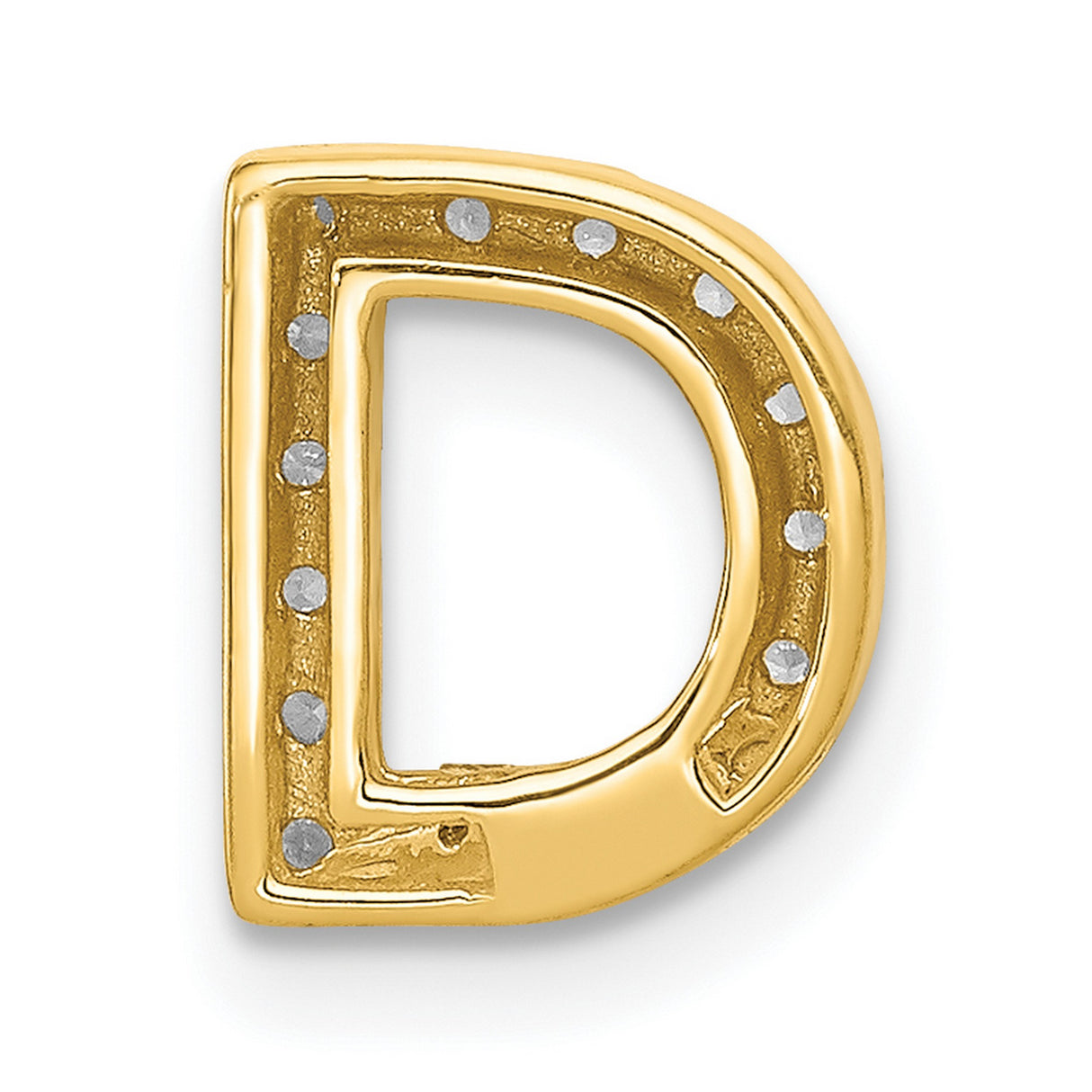 10k Yellow Gold Initial D Pendant, Cubic Zirconia Letter Charm, Unisex or Womens Jewelry