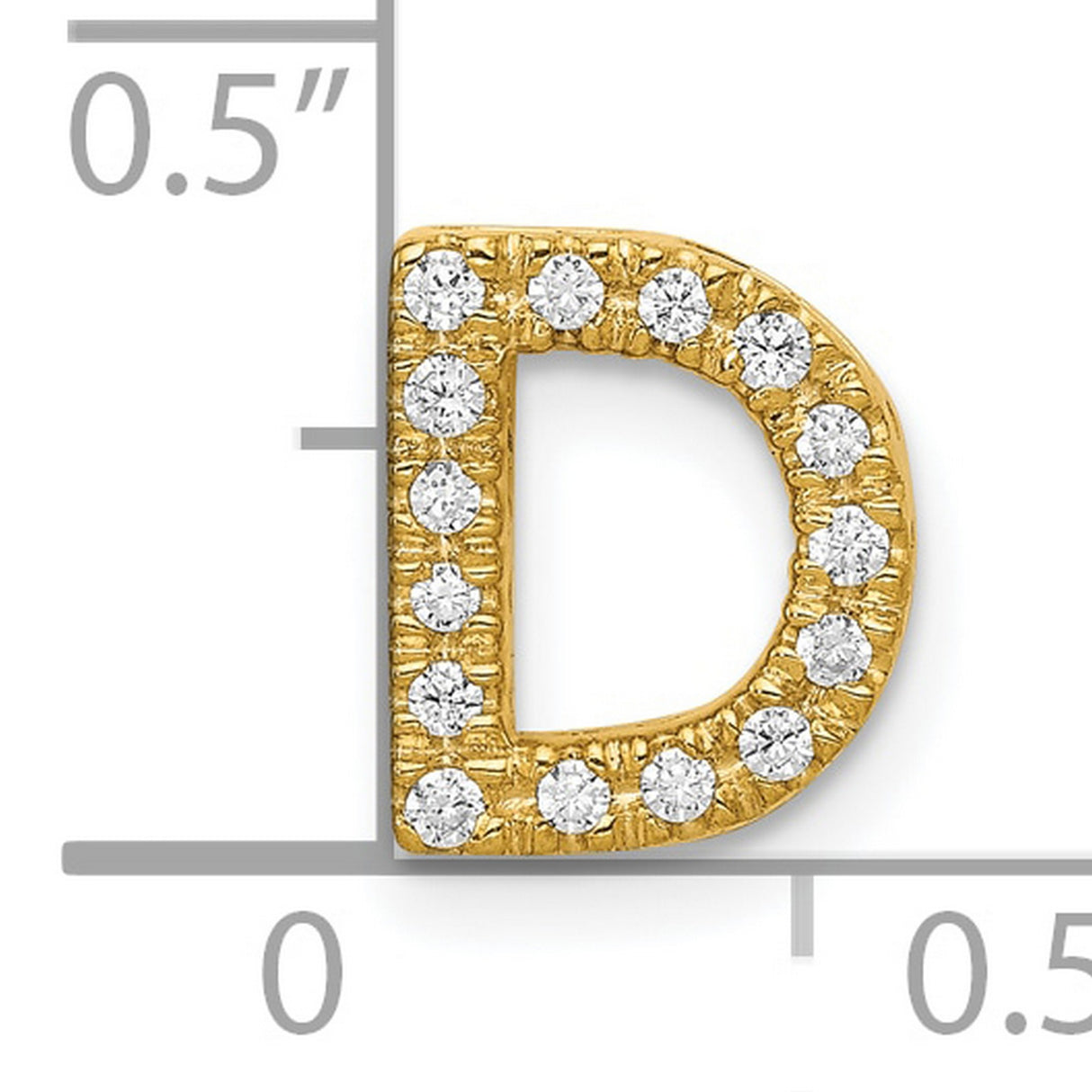 10k Yellow Gold Initial D Pendant, Cubic Zirconia Letter Charm, Unisex or Womens Jewelry