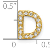 10k Yellow Gold Initial D Pendant, Cubic Zirconia Letter Charm, Unisex or Womens Jewelry