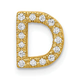 10k Yellow Gold Initial D Pendant, Cubic Zirconia Letter Charm, Unisex or Womens Jewelry