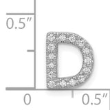 14k White Gold Diamond Letter D Pendant Charm, Pavé Initial Jewelry for Women