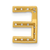 10k Yellow Gold Letter E Pendant with Round Cut White Stones, Alphabet Charm for Women or Unisex