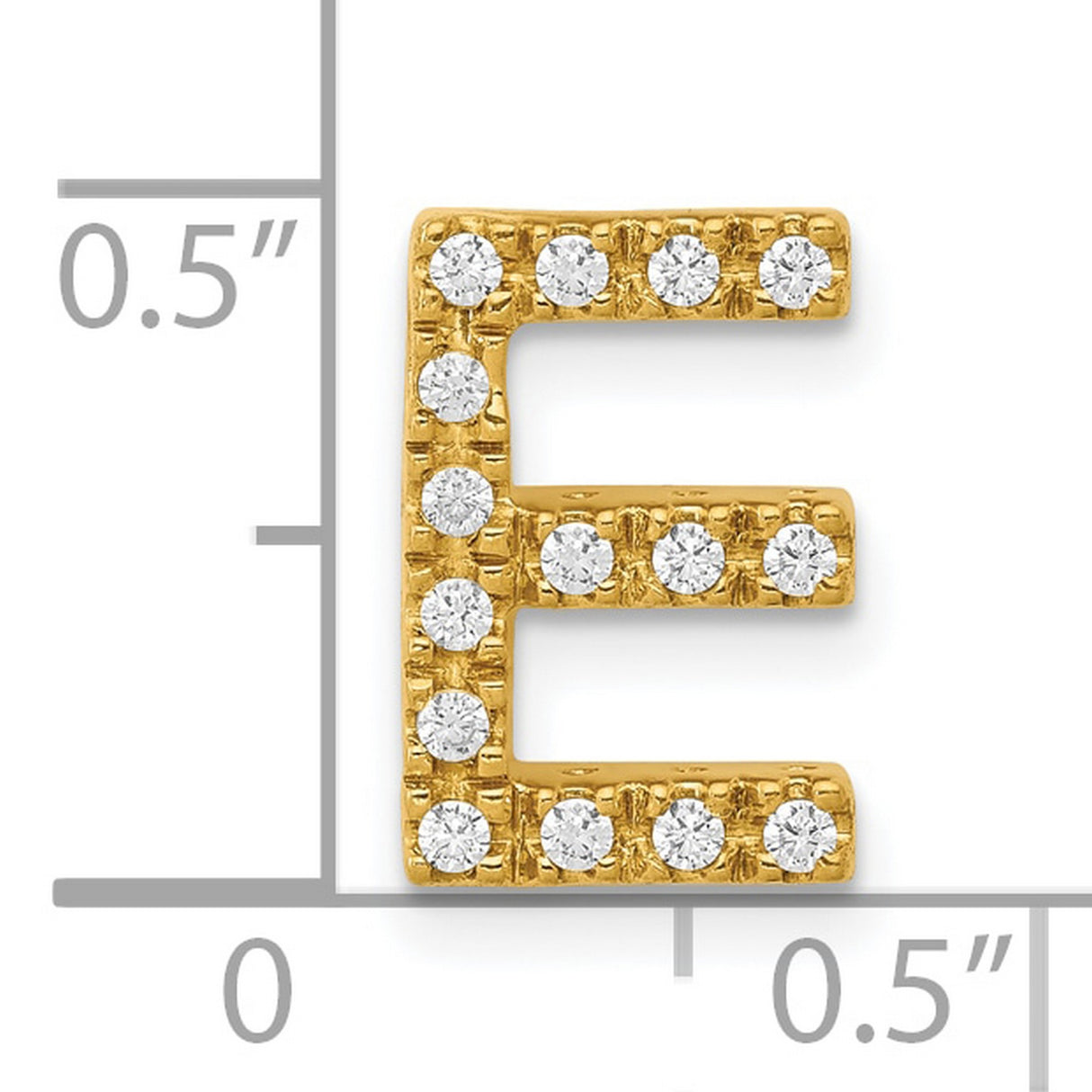 10k Yellow Gold Letter E Pendant with Round Cut White Stones, Alphabet Charm for Women or Unisex