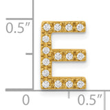 10k Yellow Gold Letter E Pendant with Round Cut White Stones, Alphabet Charm for Women or Unisex