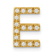 10k Yellow Gold Letter E Pendant with Round Cut White Stones, Alphabet Charm for Women or Unisex