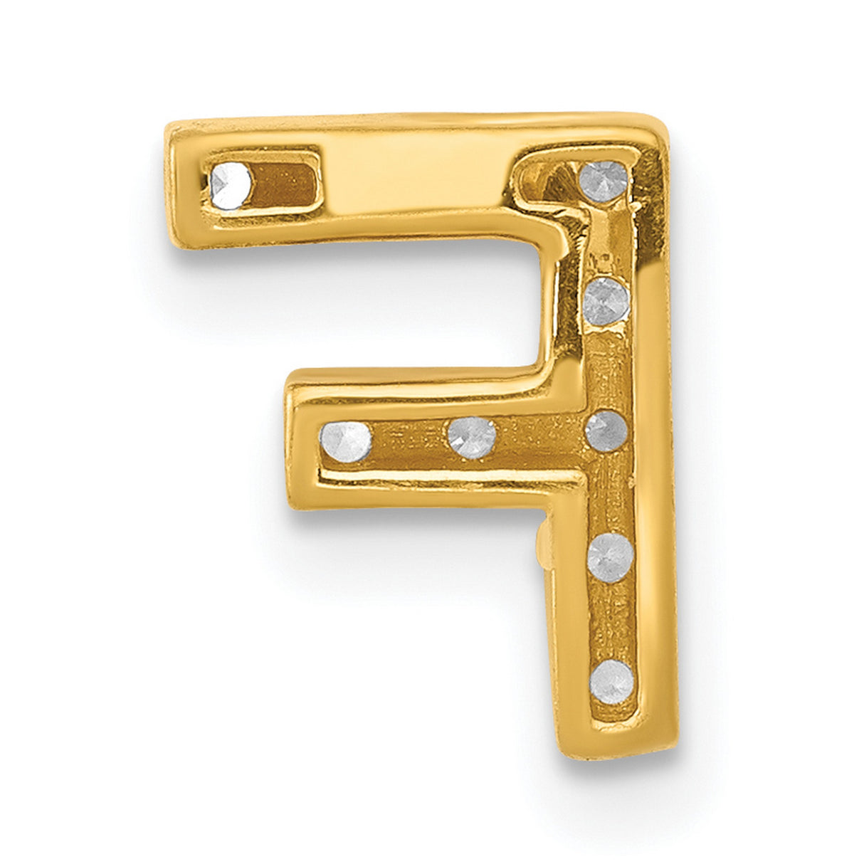 10k Yellow Gold Letter F Pendant Charm with White Cubic Zirconia, Personalized Initial Jewelry