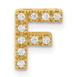 10k Yellow Gold Letter F Pendant Charm with White Cubic Zirconia, Personalized Initial Jewelry