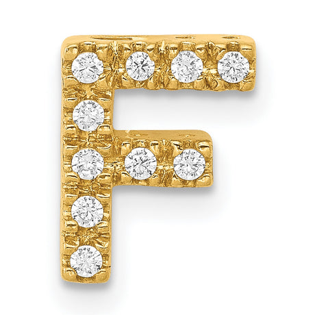 10k Yellow Gold Letter F Pendant Charm with White Cubic Zirconia, Personalized Initial Jewelry
