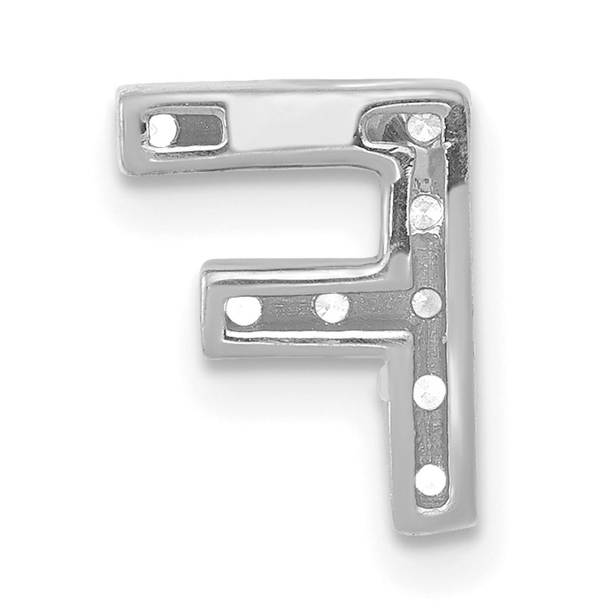 14k White Gold Letter F Pendant with Diamond Accents, Dainty Initial Charm for Women