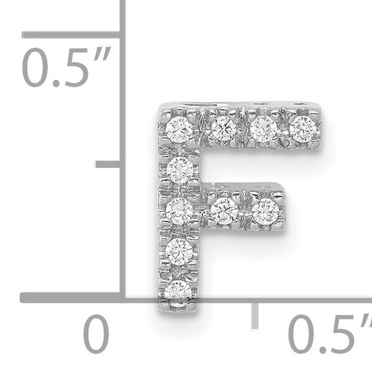 14k White Gold Letter F Pendant with Diamond Accents, Dainty Initial Charm for Women