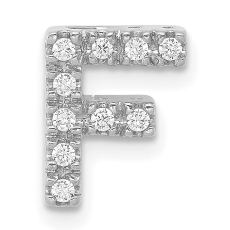 14k White Gold Letter F Pendant with Diamond Accents, Dainty Initial Charm for Women
