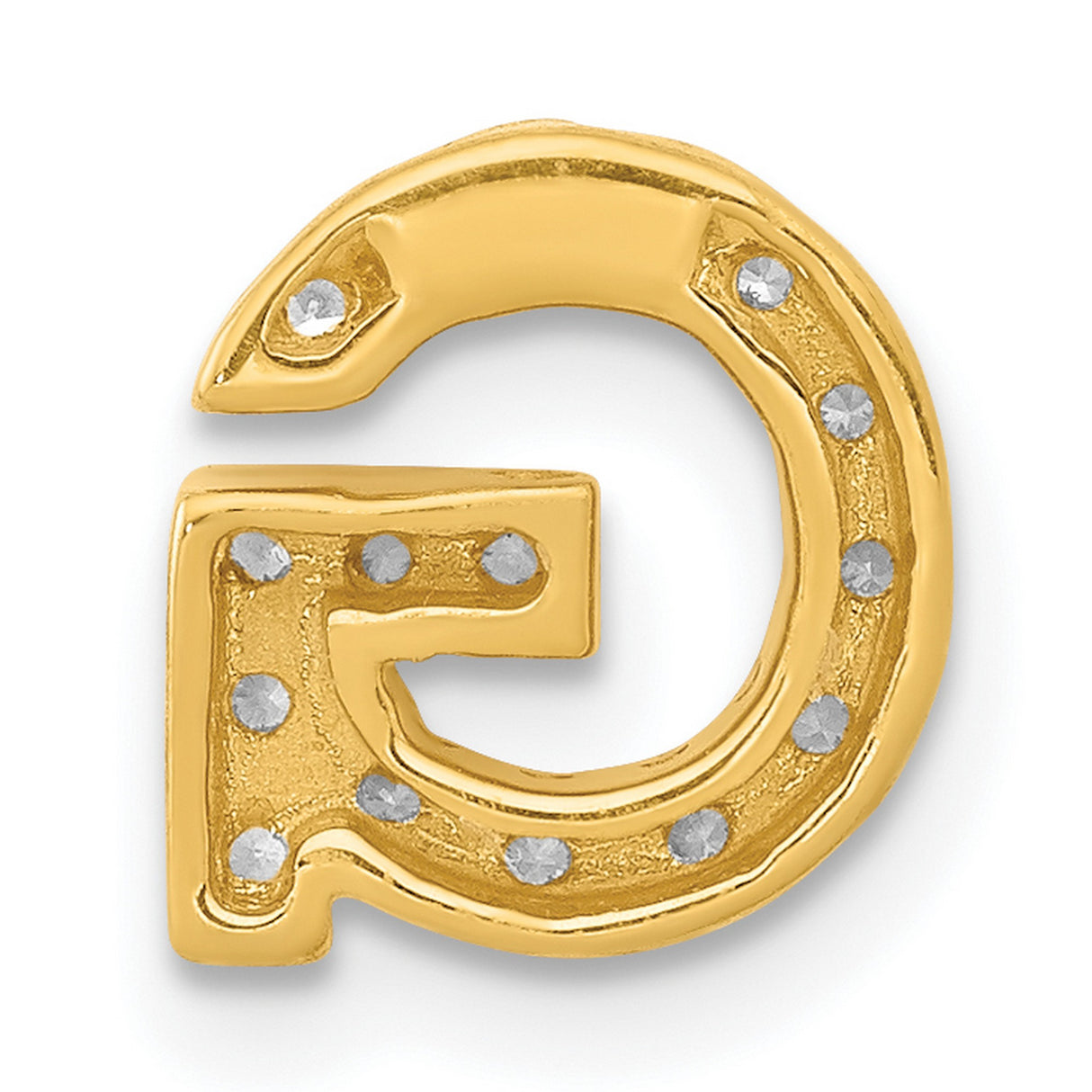 10k Yellow Gold Letter G Pendant Charm with Cubic Zirconia, Dainty Initial Jewelry for Women or Unisex