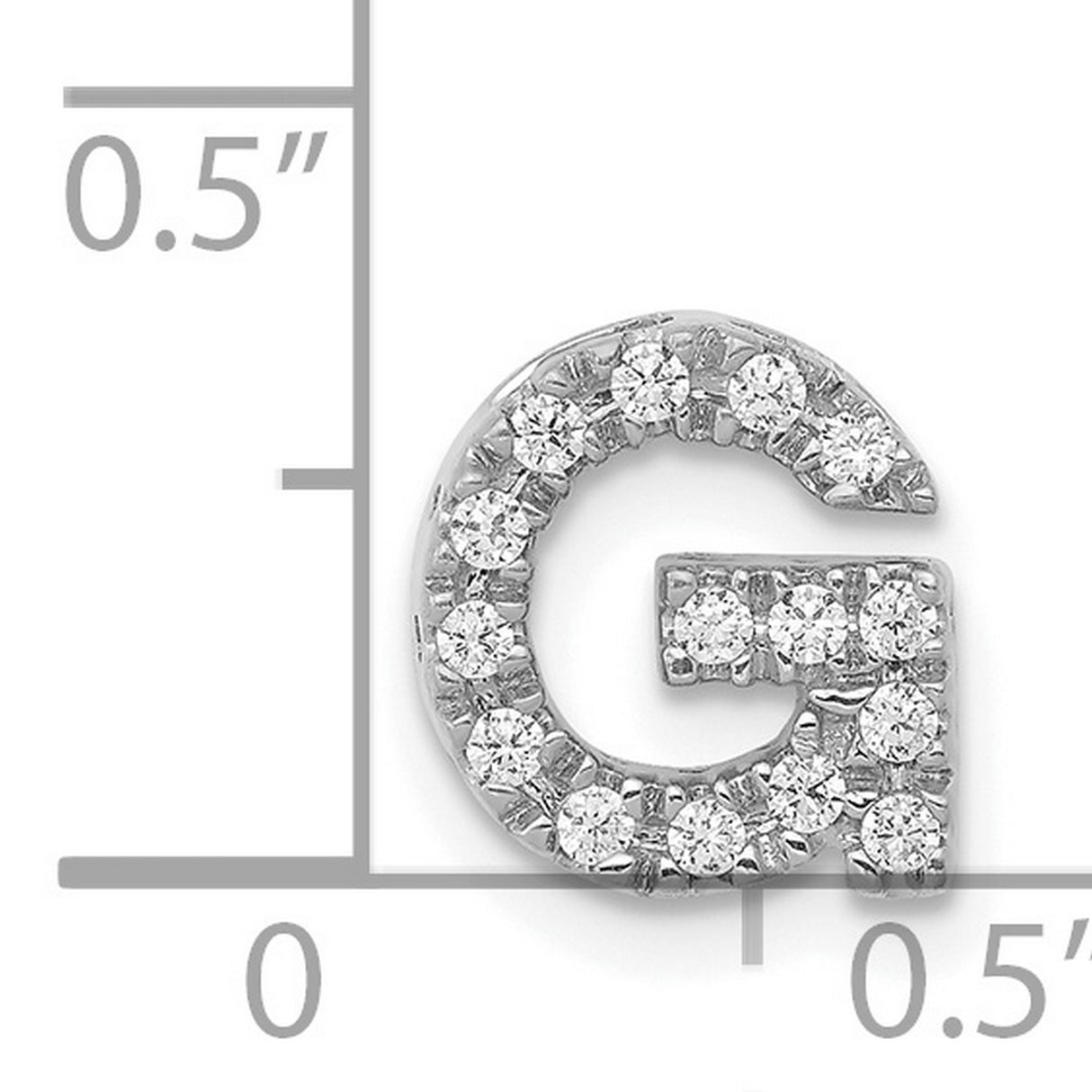 14k White Gold Letter G Pendant Charm with Diamond Pavé, Monogram Alphabet Jewelry