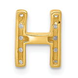 10k Yellow Gold Letter H Pendant with Clear Cubic Zirconia, Initial Charm for Women