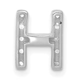 14k White Gold Diamond Letter H Pendant, Block Initial Charm for Women