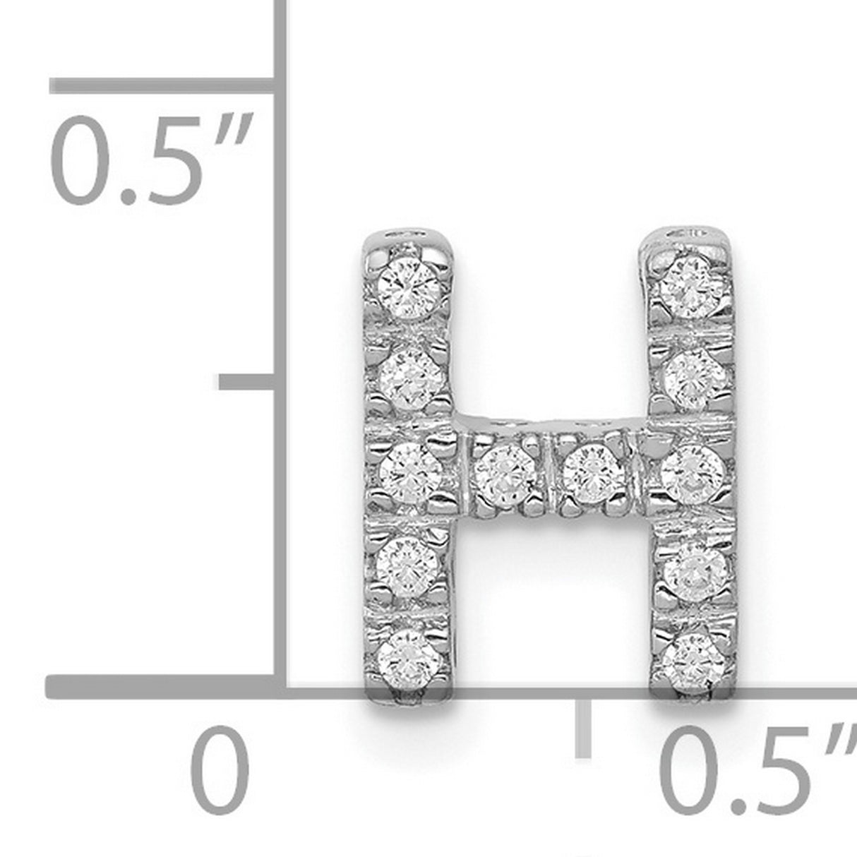 14k White Gold Diamond Letter H Pendant, Block Initial Charm for Women