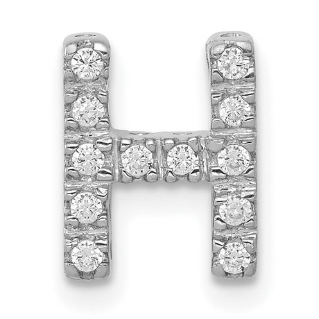 14k White Gold Diamond Letter H Pendant, Block Initial Charm for Women