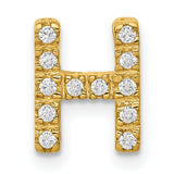 14k Yellow Gold Letter H Pendant with Pave Diamond, Bold Initial Charm for Women or Unisex Wear