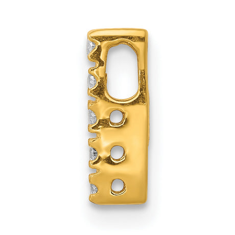 10k Yellow Gold Vertical Bar Pendant with Five Round Channel-Set Diamonds, Minimalist Style for Women
