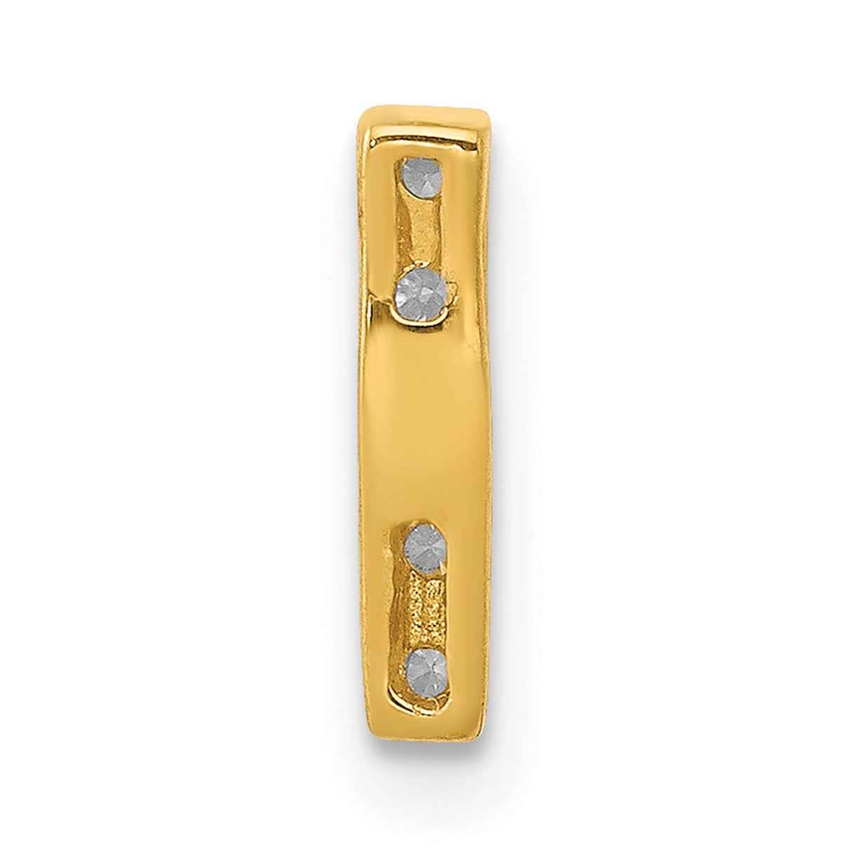 10k Yellow Gold Vertical Bar Pendant with Five Round Channel-Set Diamonds, Minimalist Style for Women