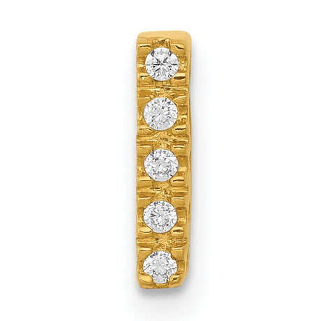 10k Yellow Gold Vertical Bar Pendant with Five Round Channel-Set Diamonds, Minimalist Style for Women