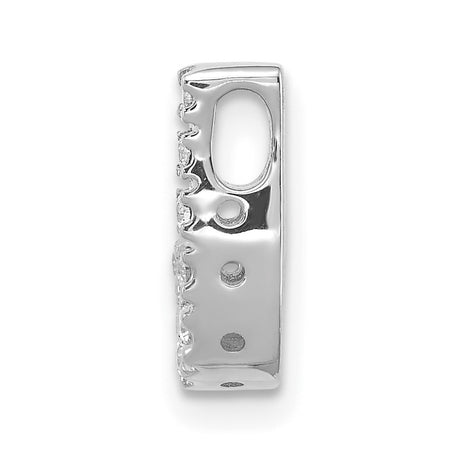 14k White Gold Diamond Initial J Pendant with Pavé Set Round Stones, Polished Alphabet Charm