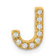 14k Yellow Gold Letter J Pendant with Round Cut Diamonds, Alphabet Charm Jewelry