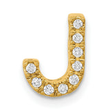 14k Yellow Gold Letter J Pendant with Round Cut Diamonds, Alphabet Charm Jewelry