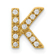 10k Yellow Gold Letter K Pendant with Diamond Accents, Block Initial Charm Design for Women