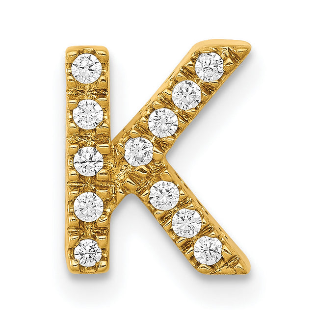10k Yellow Gold Letter K Pendant with Diamond Accents, Block Initial Charm Design for Women