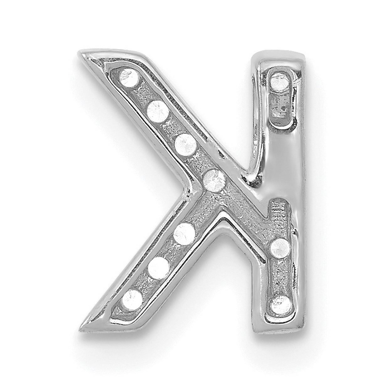 14k White Gold Diamond Initial K Pendant, Pavé Letter Charm, Personalized Monogram Jewelry