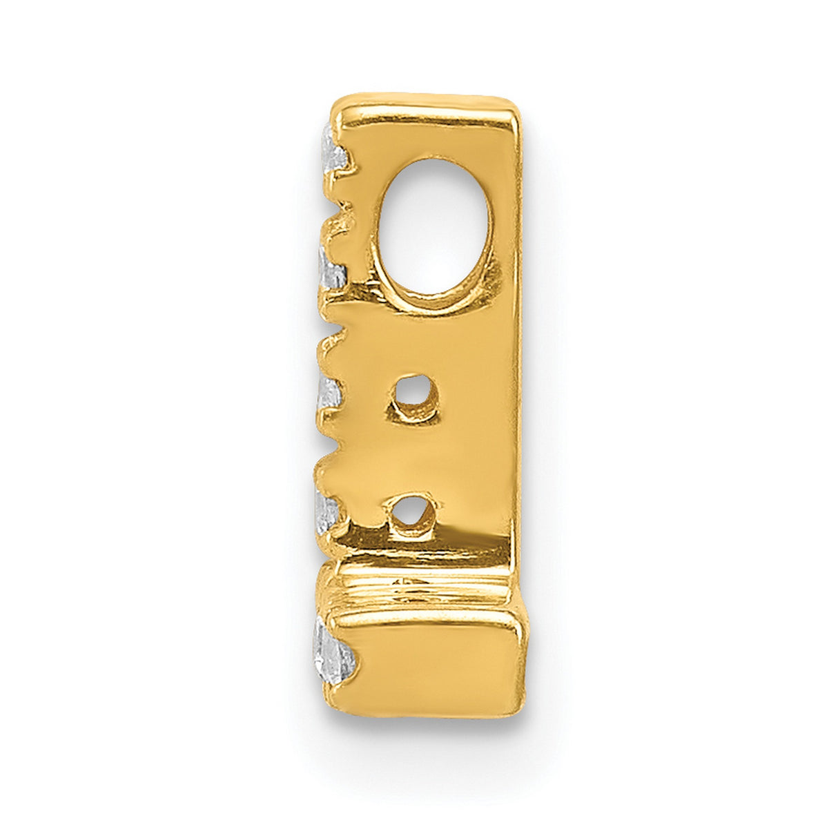10k Yellow Gold Letter L Pendant with Round White Gemstones, Alphabet Charm for Women or Unisex