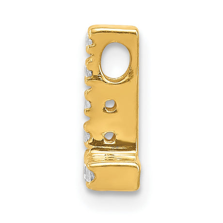 10k Yellow Gold Letter L Pendant with Round White Gemstones, Alphabet Charm for Women or Unisex