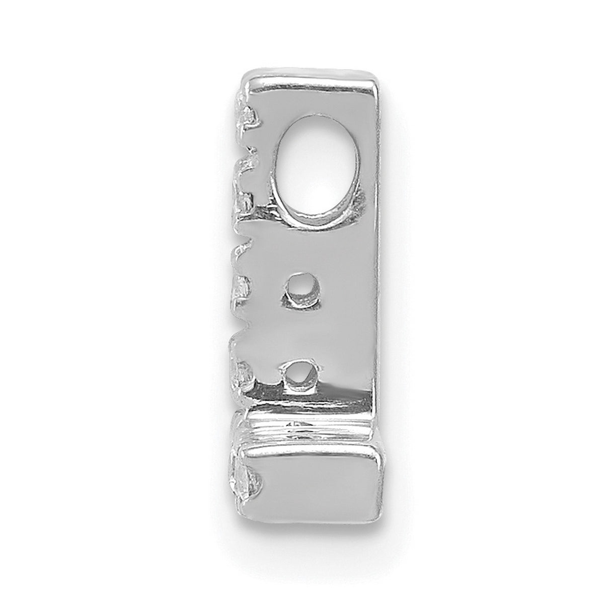 14k White Gold Diamond Letter L Pendant with Prong Set Round Cut Diamonds